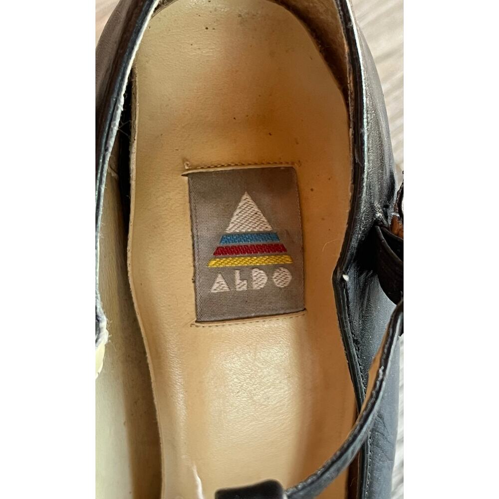 Vintage 1980s ALDO Leather T-Strap Mary Jane Heels Dark Academia Professor Sz 10 - Picture 6 of 9